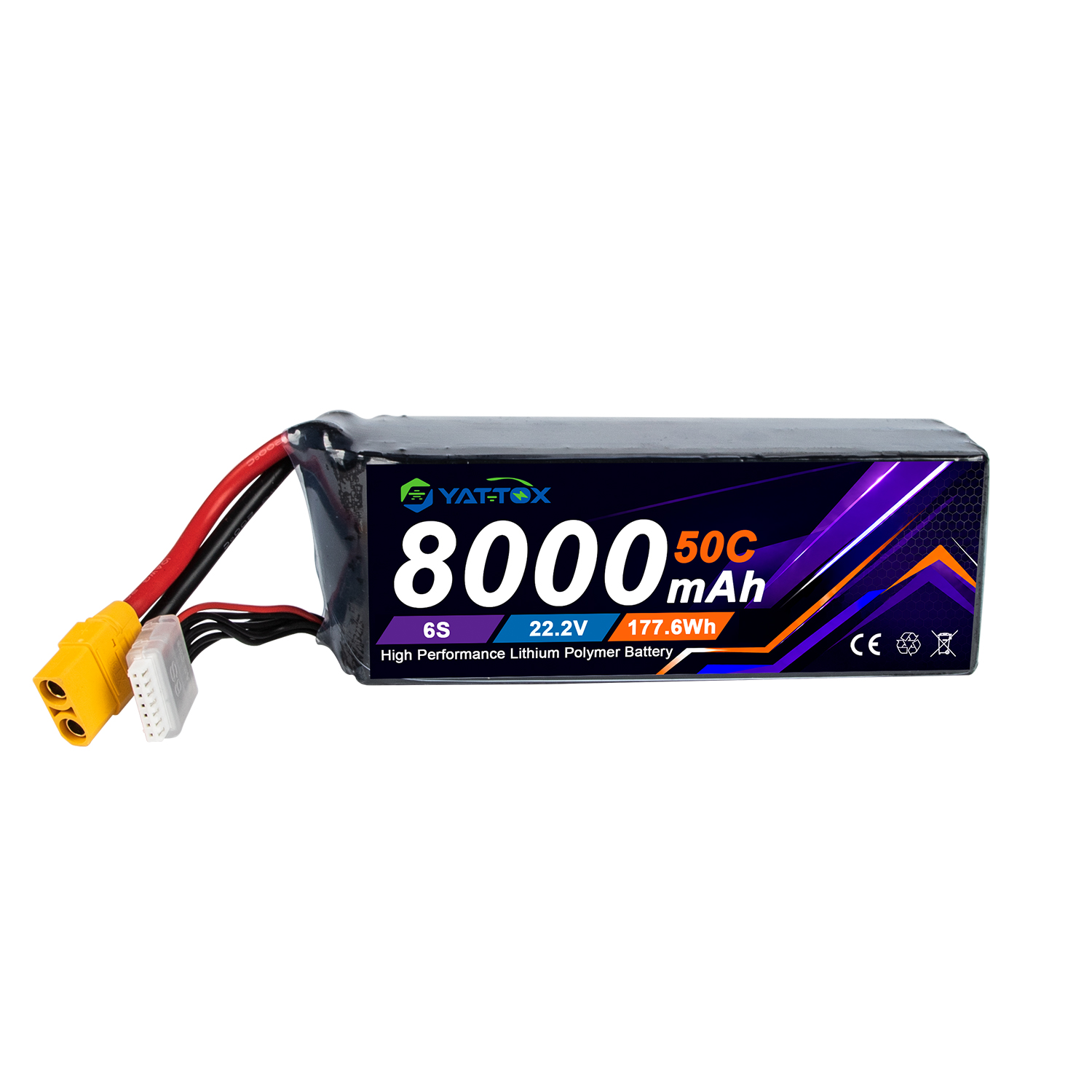 Yattox 6S 8000mAh 50C LiPo Bat - Rc Helicopter Large recension och pris
